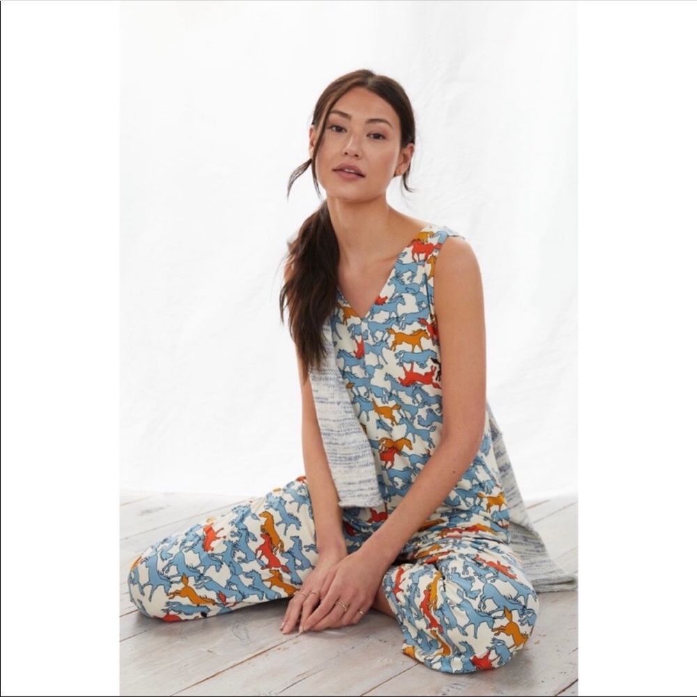 RARE NWOT Anthropologie Porridge Horses Print Wide Leg Jumpsuit